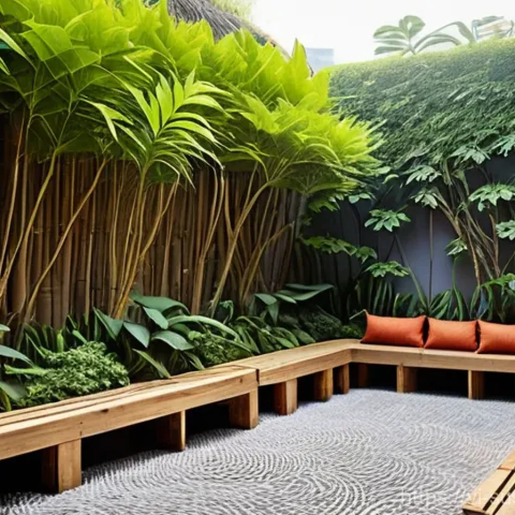 조경 프로젝트에서의 지속가능한 예산 관리 - **Prompt:** A serene and eco-friendly Vietnamese garden path, featuring natural, local materials. Th...
