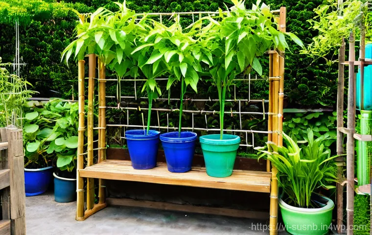 조경 프로젝트에서의 지속가능한 예산 관리 - **Prompt:** A sophisticated, modern Vietnamese garden at dusk, showcasing smart green technology for...