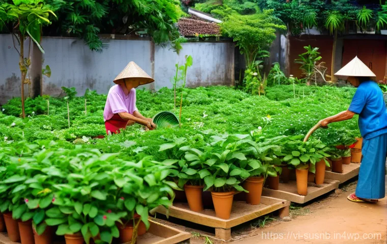 지속 가능한 조경 자산 관리 방법 - Prompt 1: Vibrant Urban Community Garden in Vietnam**