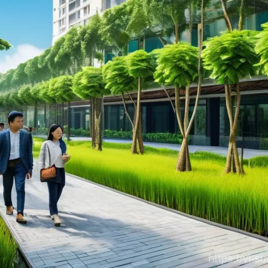 지속가능한 조경 관리 교육 프로그램 - **Prompt 1: "Green Oasis in a Modern Vietnamese City"**
A vibrant, sun-drenched cityscape in Vie...
