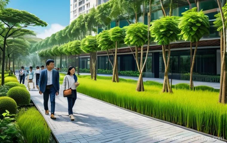 지속가능한 조경 관리 교육 프로그램 - **Prompt 1: "Green Oasis in a Modern Vietnamese City"**
A vibrant, sun-drenched cityscape in Vie...